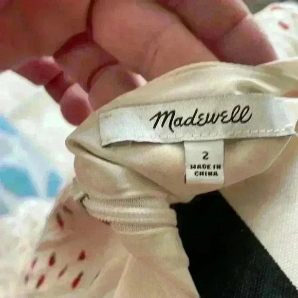 Madewell Silk Clover milk maid style button-front dress in Fresh Strawberries; 2 - Picture 10 of 10